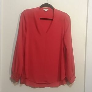Coral Red Silk Blouse